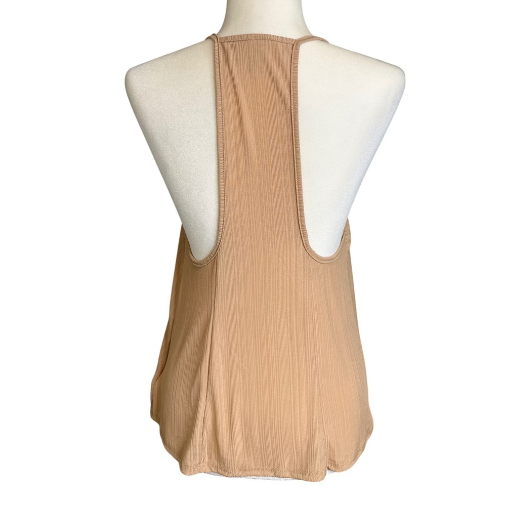 Intimately Free People Women's Tan Ribbed Deep V-Neck Racerback Tank Top Small S - Picture 3 of 7